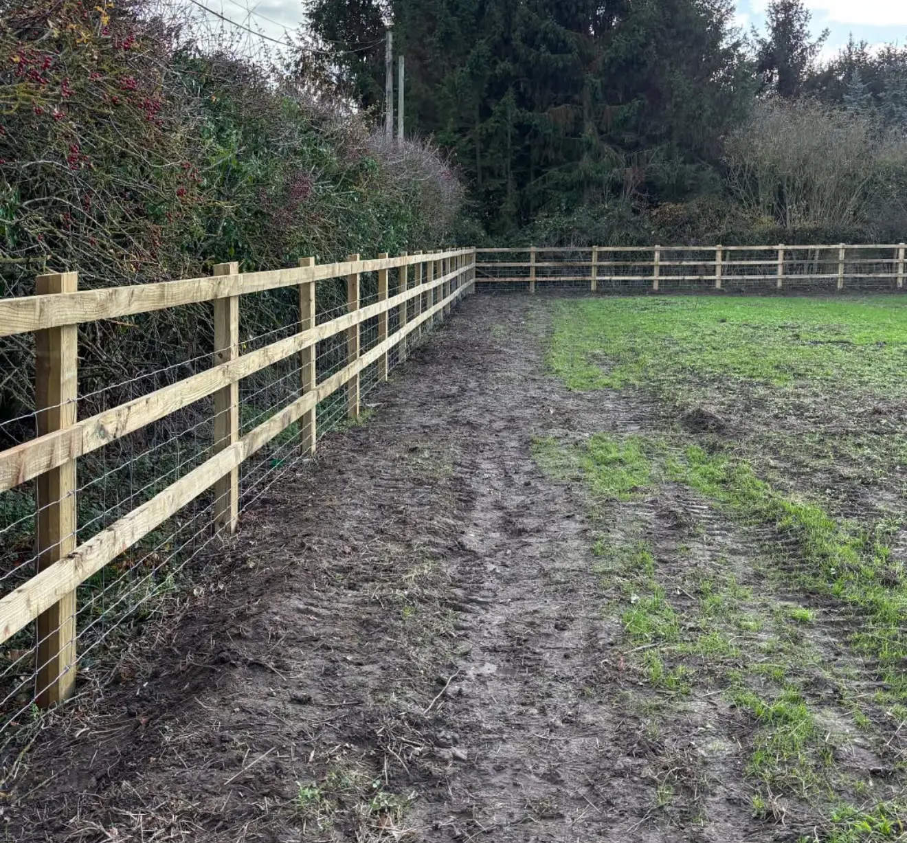 Agricultural post and rail fencing